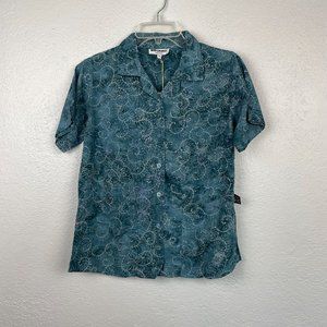 NWT Mad Gringo Women's Blue Hawaiian Short Sleeve Button Up Camp Shirt Size XS